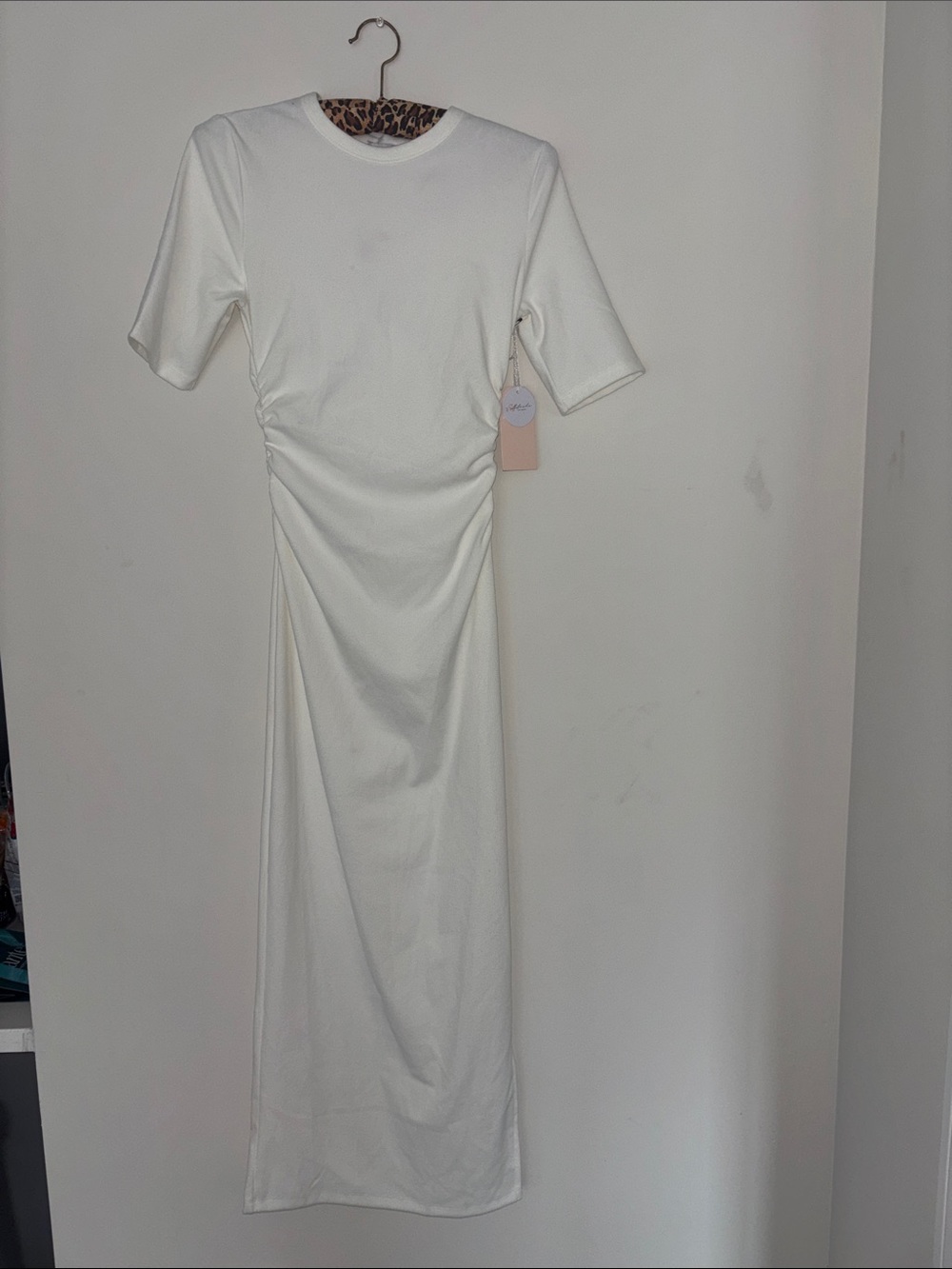 Minimalist White Ruched Maxi Dress